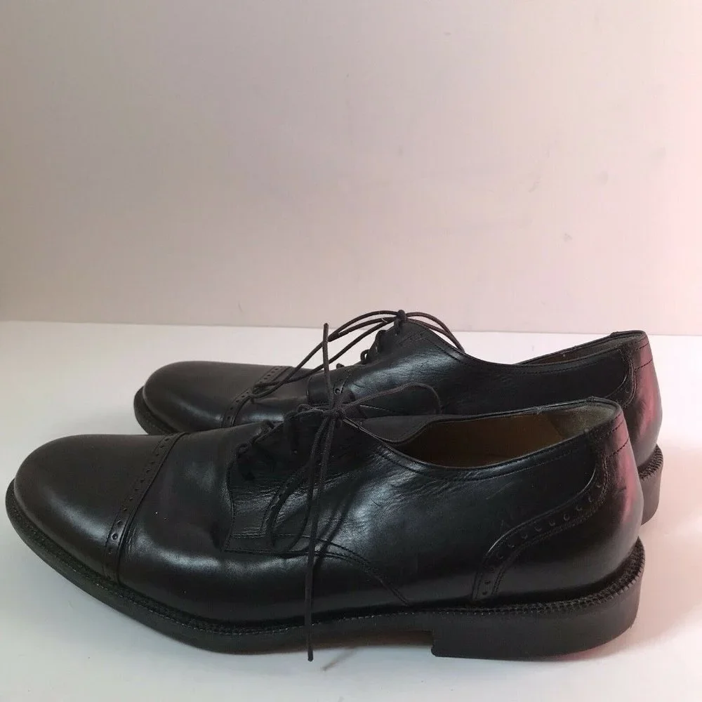 Johnston Murphy‎ Signature Series Black Leather Cap Toe Derby Shoes 10.5 M 13501